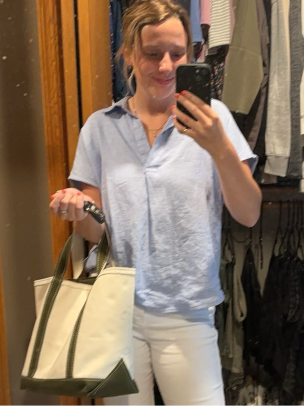 Banana Republic Light Blue Linen Blend Popover Shirt